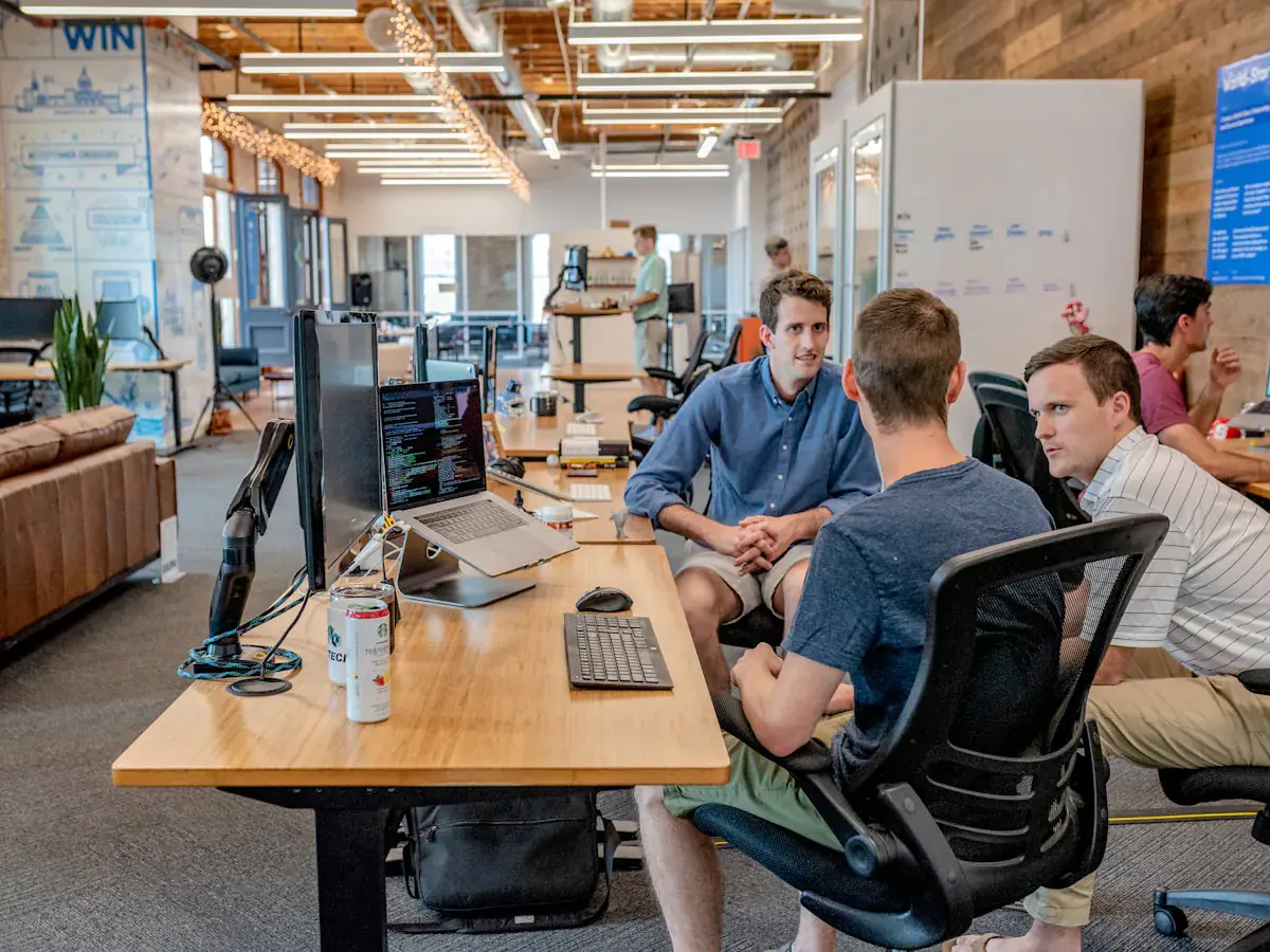 Creative team collaborating in a modern studio