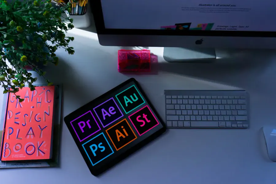 Brand identity and graphic design workspace